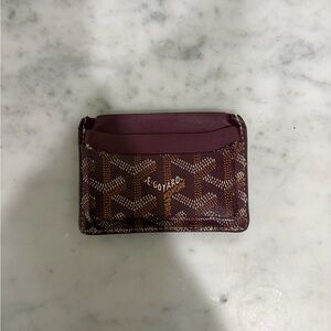 Goyard Plum Card Holder with Iconic Pattern